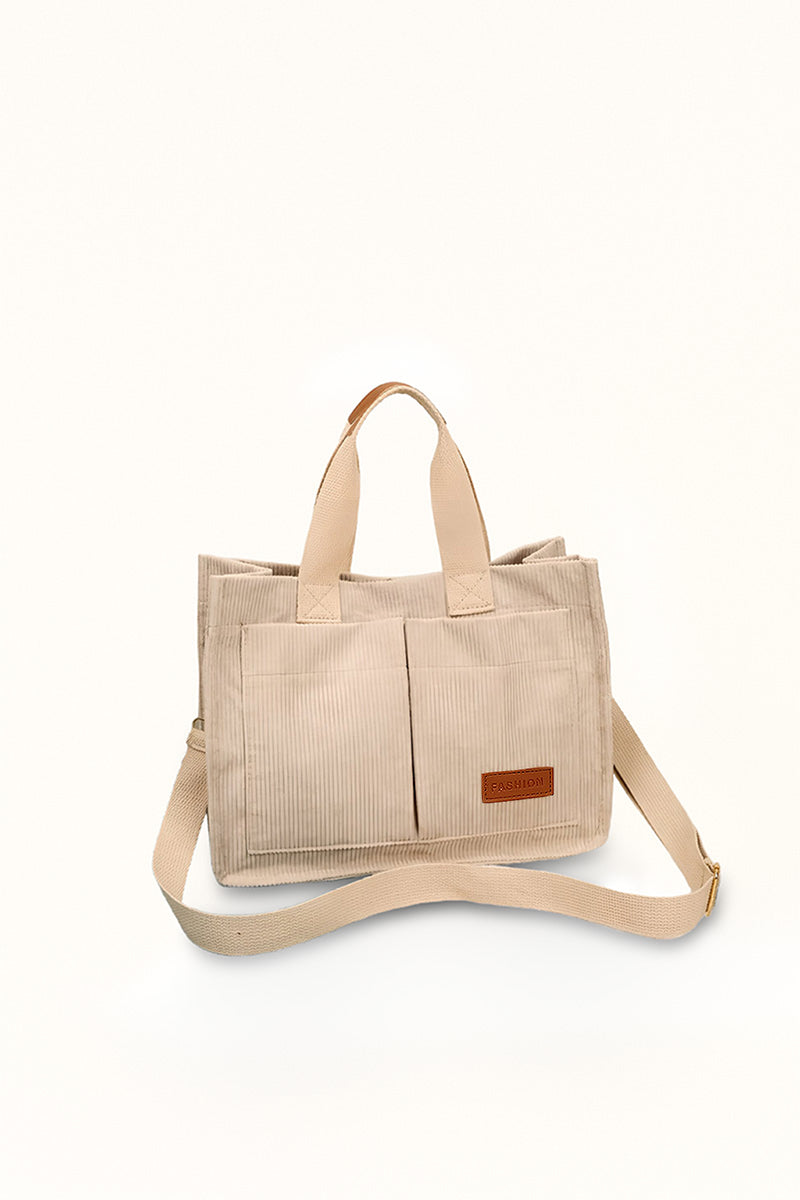 Stylish khaki tote for women with large capacity and trendy texture