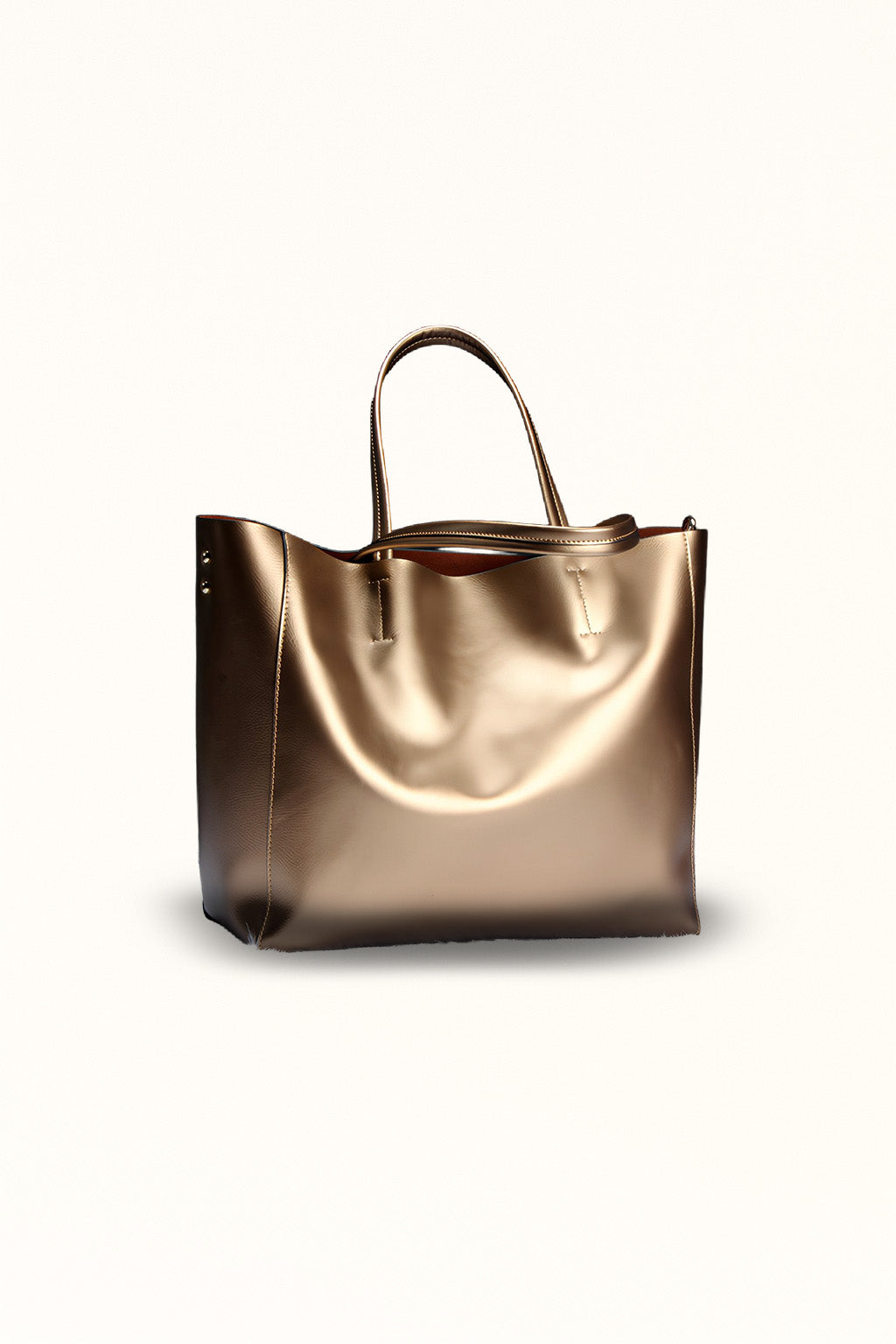 Bronze fashion shoulder bag in cowhide with versatile styling