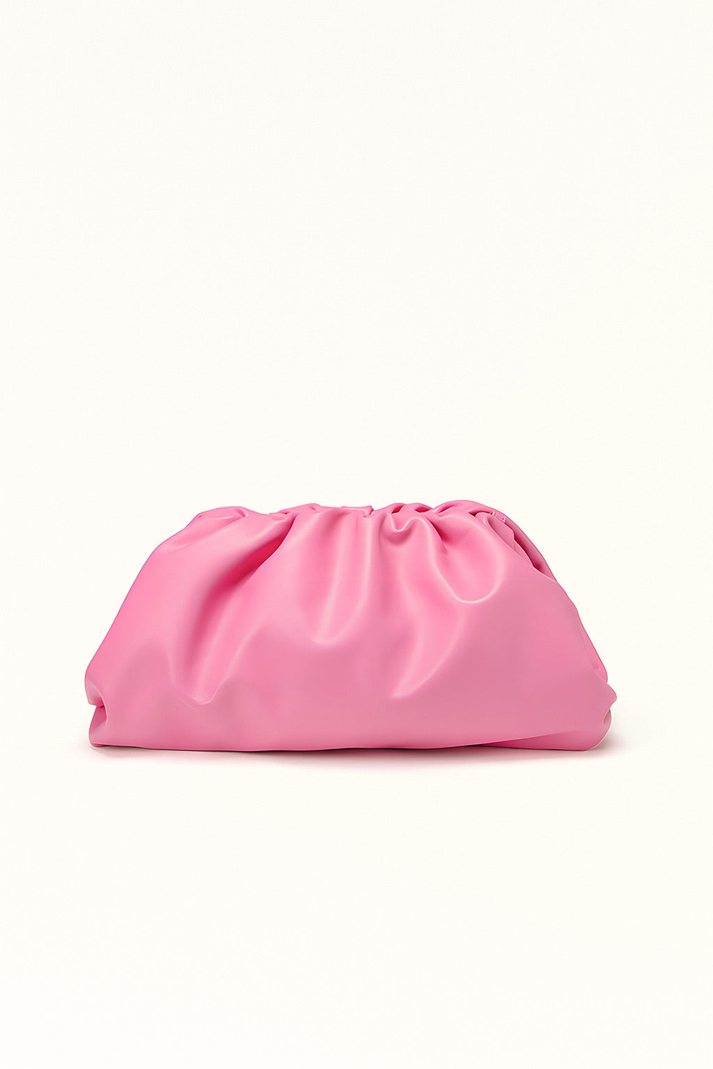 Large pink PU pleated handbag with dumpling-style silhouette