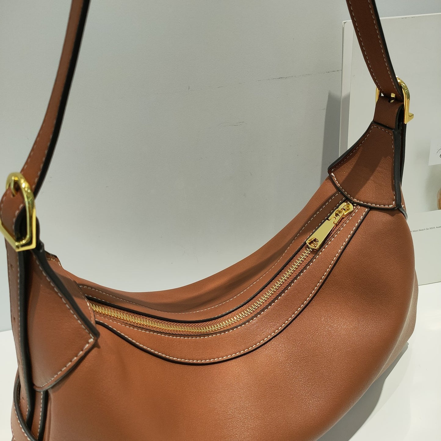 Women’s street-style handbag made from genuine two-layer leather