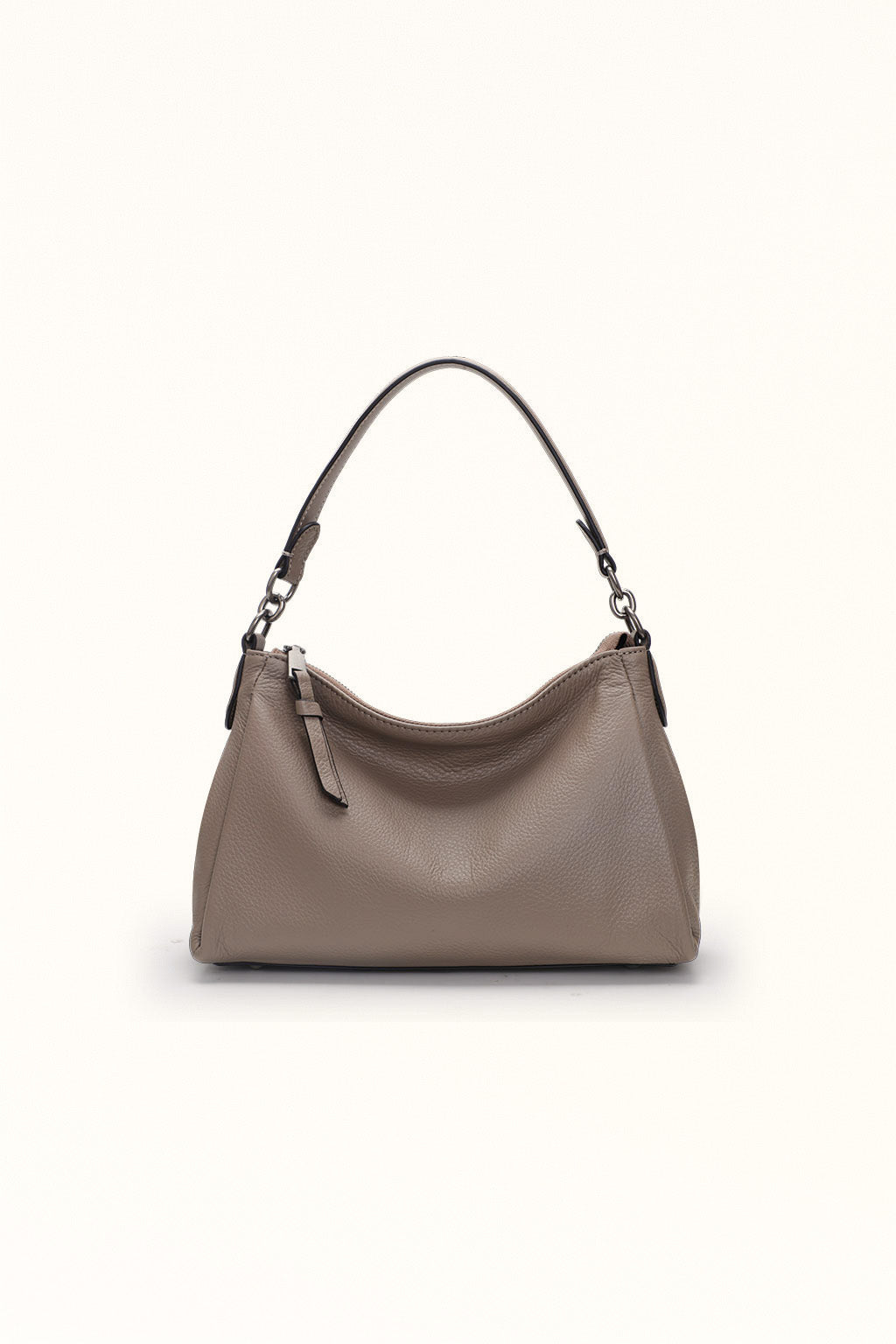 Women’s gray cowhide shoulder bag for travel and casual everyday use