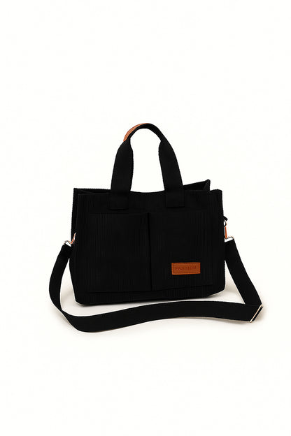 Women's black corduroy handbag for commuting, parties, or casual wear