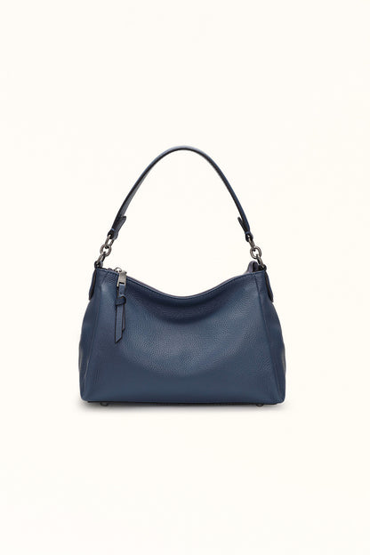 Stylish dark blue retro leather bag for women with first layer cowhide material