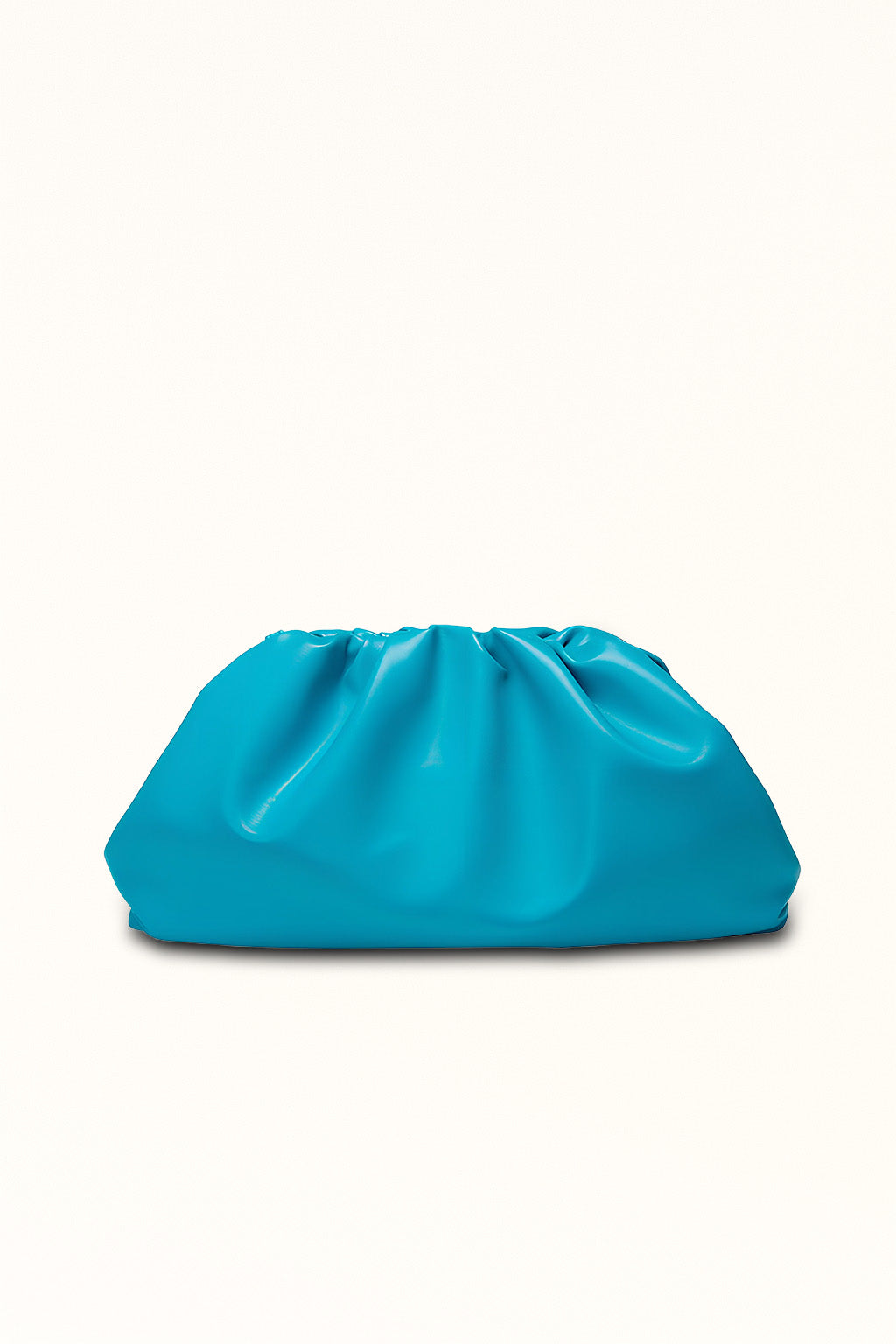 Sky blue mini cloud-style handbag with soft folds and simple design
